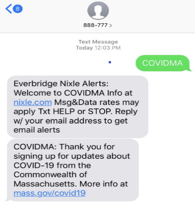 Sample Massachusetts Contact Tracing Text Sample Massachusetts Contact Tracing Text